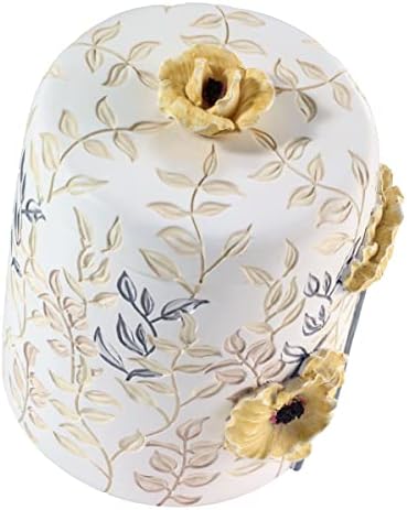 Avanti Linens - Covered Jar, 100% Hand-Painted Resin Bathroom Accessories, Floral Home Decor (Marielle)