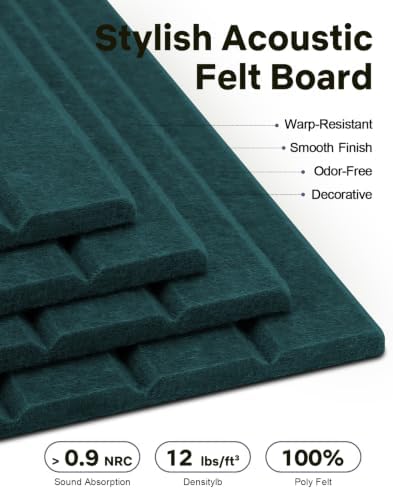 48" x 36" Large Cork Bulletin Board Tiles, Peel and Stick Felt Wall Panels for Vision, Message Center, Picture and Prayer Board for Office, Dorm, Room and Desk Decor(Pine Green)