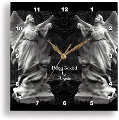 3dRose Wall Clock Silent - 15 inch - Two Protecting Angels Standing Side by Side - WhiteOak Art Designs Angel Prints