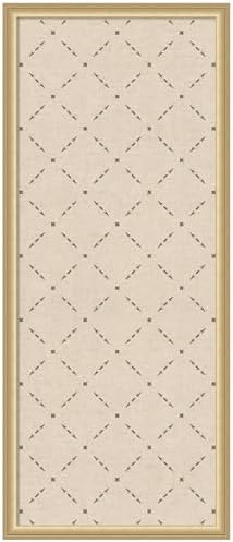 Kate and Laurel Framed Fabric Pinboard 18 x 42, Green Lattice Pattern Printed Linen Classic Bulletin Board for Use as a Vision Board or Wall Organization, Florence Gold Frame
