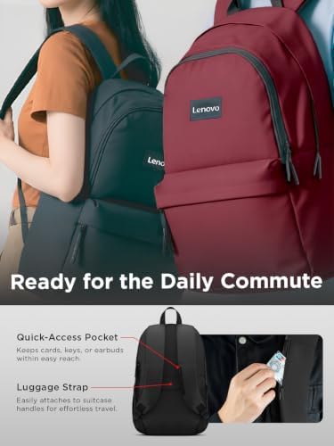 Lenovo 16-inch Commuter Backpack B10, Lightweight 30L Laptop Backpack, Water-Resistant Travel Bag with 6 Storage Compartments, Anti-Theft Pocket & Luggage Strap, Fits Up to 16" Laptop, Black