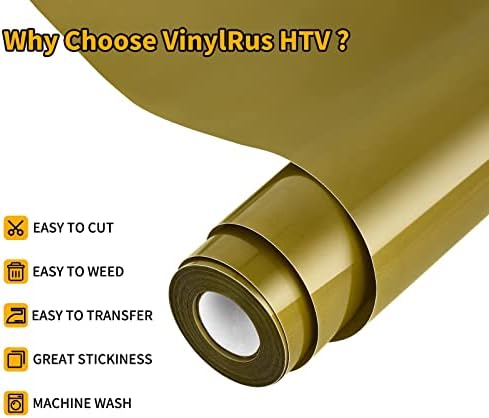 VinylRus Heat Transfer Vinyl, Gold, 12" x 20ft
