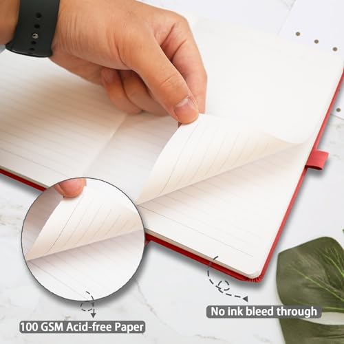 Heture Hardcover Notebooks, A5 Lined Journals Notebook for Writing 160 Pages, 8.2 x 5.5 inch, Red Colors Classic Ruled Notebooks for College/Work/Travel (Red, 1 Pack)