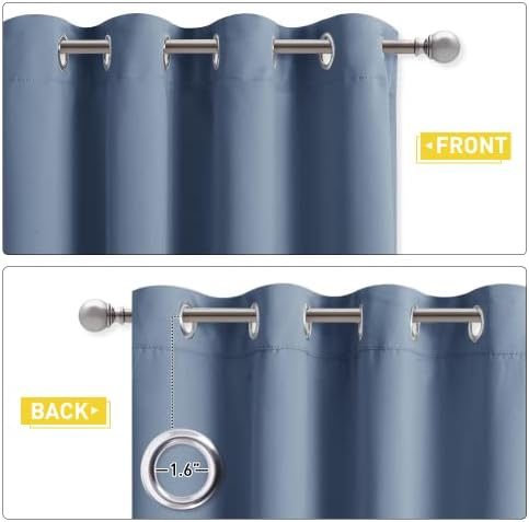 NICETOWN Sound Barrier 100% Blackout Divider Curtains 84", Noise, Heat and Cold Blocking Drapes with Felt Fabric Lining for Nursery/Daytime Sleep/Bedroom (Stone Blue, 2 PCs, 52" Wide)