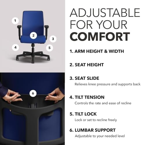 HON Ignition 2.0 Low Back Ergonomic Office Chair, Desk Chair, Cobalt
