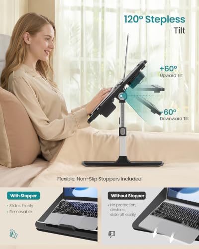 SONGMICS Bed Laptop Desk, Foldable, Adjustable Height, 15.7 x 22 Inches