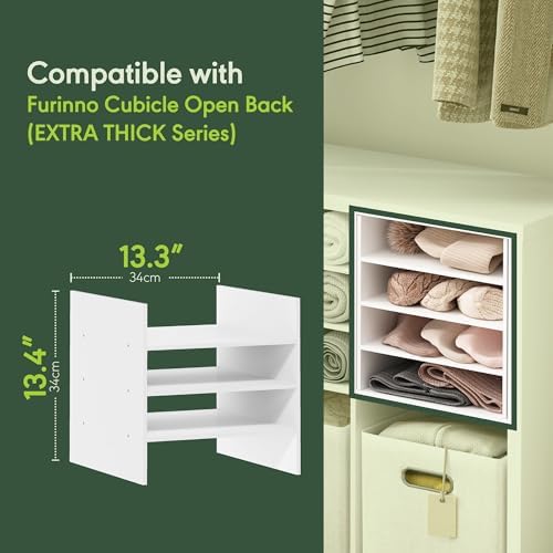 Furinno Cubicle Cube Insert, 3-Shelf Cube Organizer, Fits into Furinno Extra Thick Cubes, for Organizers and Storage, White (Does not fit IKEA Kallax Shelving)
