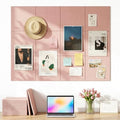 Aothia Felt Bulletin Board Tiles, 12-Pack 48"x36" Large Pin Board for Wall, Modern Cork Board Alternative for Notes, Photos, Memo & Office Organization, 70 Adhesive Tabs & 40 Push Pins, Pink