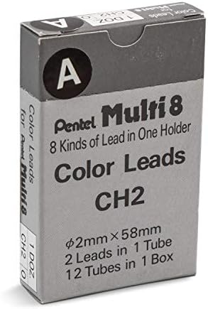 Pentel Arts 8 Colour Pencil Lead Refill, Black, 24 Pieces of Lead (CH2-A)