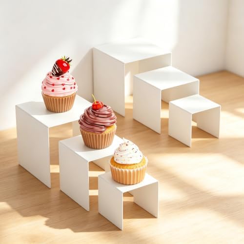 Display Stand & Risers, 6 Pcs Set Metal Rectangular Cupcake Stands