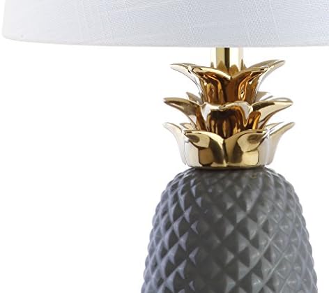 JONATHAN Y Pineapple Ceramic Table Lamp Bedside Nightstand 23", Gray/Gold