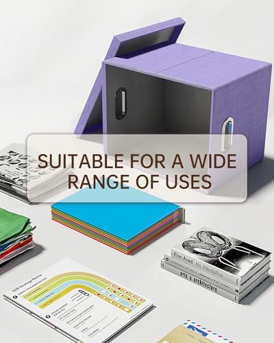 Oterri 2 Pack File Storage Organizer, Filing Box, Portable File Box with Lid, Fit for Letter/Legal File Folder Storage, Document Organizer, Lavender
