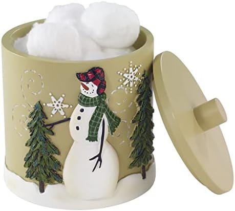 Avanti Linens - Covered Jar, Resin Countertop Accessories, Christmas Decorations (Snowmen Gathering Collection)