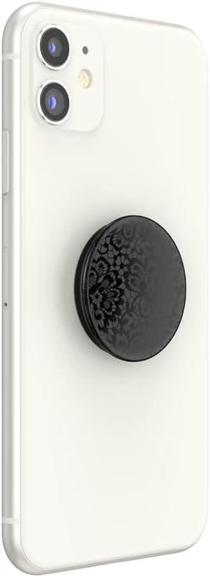 PopSockets Adhesive Phone Grip, Holder- Lace Noir | Secure Comfortable Hold, Anti-Drop, Kickstand, Black, Flower, Floral