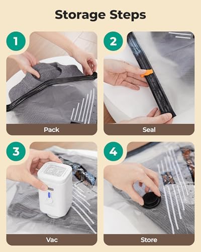 BAGSMART 15 Pack PA+PE Travel Vacuum Bags with Wireless Pumpe