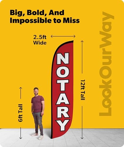 LookOurWay Printing & Shipping Services Notary Feather Flag, 12 Ft