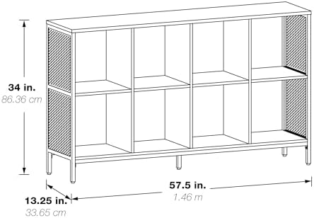 OSP Home Furnishings Ace Contemporary Modern Storage Bookcase with Shelves, 2- Shelves, 8 Cubes, White Finish
