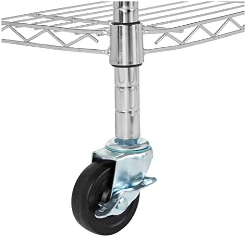 Amazon Basics 4-Shelf Adjustable Heavy Duty Storage Shelving Unit with Wheels, No-Tool Easy Assembly, Garage Shelving, Metal Wire Rack with Casters and Leveling Feet, 36" x 14" x 57.8", Chrome