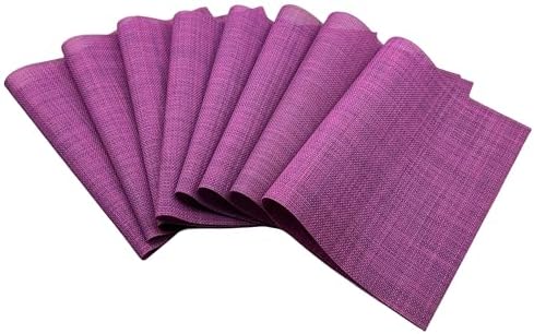 WAZAIGUR Placemats Crisscross Woven Vinyl Place Mats Set of 8 Purple
