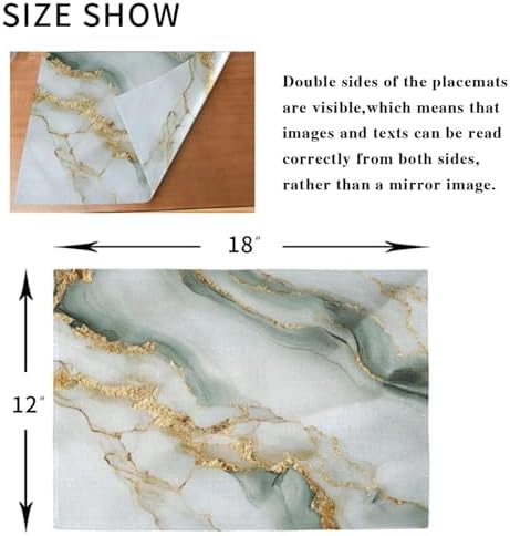 ALAZA White Marble Set of 4 Placemats Rectangle Table Mat for Dining Table Restaurant Kitchen Home Decor, 12" x 18"