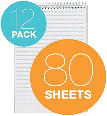 TOPS Steno Books, 6" x 9", Gregg Rule, 80 Sheets, 12 Pack (8020), White