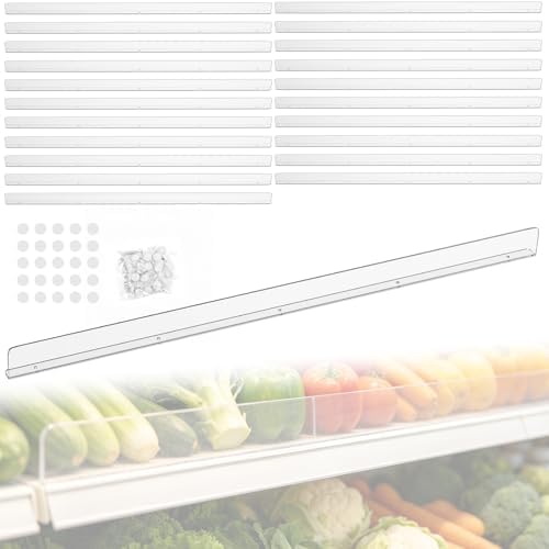 Nalwort 22 Pcs Retail Gondola Shelving Front Fence, Clear PET Shelf Fence with 1/4" Holes and Screws, Front Lips Barrier for Retail Store Display Rack, 3" H x 48" L
