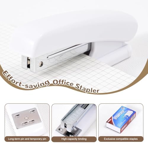 Gawsey White Desk Organizers and Accessories with Desk Organizer 360° Rotating Pen Holder and Office Supplies, Cute Stationery Supplies Set
