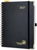 POPRUN 2027 Planner Daily Weekly and Monthly Calendar with Hourly Schedule, Monthly Tabs(Large Size 10'' x 8'' Wire-Bound Hard Cover) - Agenda 2027 (Jan.2027-Dec.2027) - Black