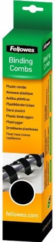 Fellowes Plastic Binding Combs, 12mm A4, 56-80 Sheet Capacity, 21 Rings, Black, Pack of 100 - Compatible with Comb Binding Machines