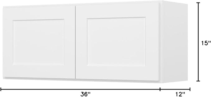 Furinno Shaker Wall Kitchen Cabinet 2-Doors, White | 12 D x 36 W x 15 H, Adjustable Hinges, Soft-Close Shaker-Style Door, Ready to Assemble, Plywood, for Pantry, Dining Room