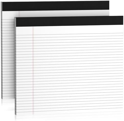 2 Pcs Note Pads 11" x 9.5" Legal Pads College Ruled Notepad Micro Perforated Writing Pads White Lined Paper 80GSM College Ruled Paper Pad of Paper 30 Sheets Notebook for School, To-Do Lists, Office