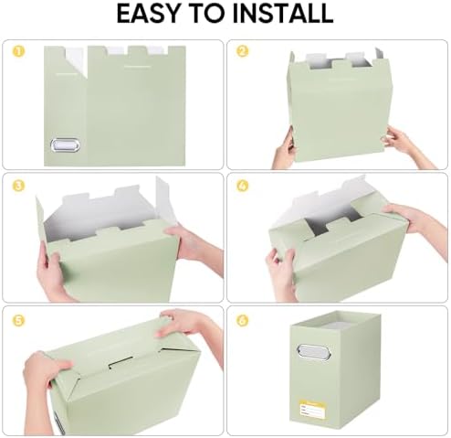 BALEINE 2PK File Organizer Box, Cardboard File Folder Organizer with Handle | Strong Corrugated Paper Core, Label Stickers for Identification, Hanging File Folder Organizer, Home Office Document Storage