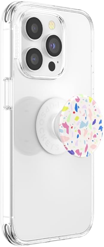 PopSockets Adhesive Phone Grip, Holder- Terrazo Party | Secure Comfortable Hold, Anti-Drop, Kickstand, Rainbow, Colorful, Phone, Women
