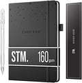 Scribbles That Matter Black Paper Bullet Dotted Journal Notebook | A5 Starry Night Free white gel pen | 160gsm Blackout no-bleed dot grid paper | For Men and Women | 5.75 x 8.5 in | Black