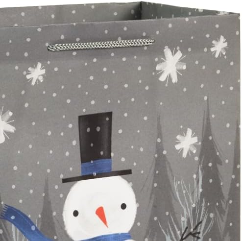 Hallmark Assorted Christmas Gift Bags Bulk - Snowflake, Tree, Snowman, Plaid (18 Gift Bags: 5 Small 5", 4 Medium 8", 4 Large 11", 3 XL 14", 2 Bottle Bags) for Holiday Parties, Hanukkah, Weddings