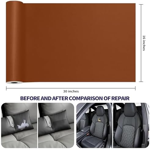 Leather Repair Patch Tape Kit, Self-Adhesive Leather & Vinyl Repair for Furniture, Couch, Sofa, Car Seats, Office Chair - 30inx16in