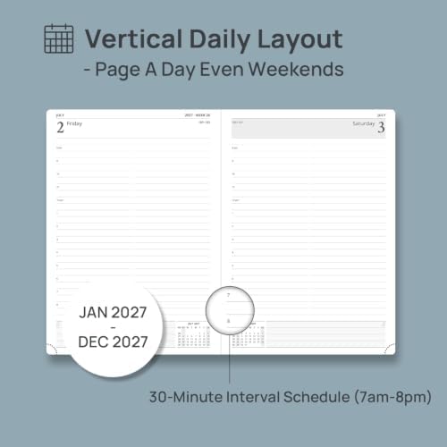 POPRUN 2027 Daily Planner One Page Per Day, Large 8.5" x 12", Day Planner