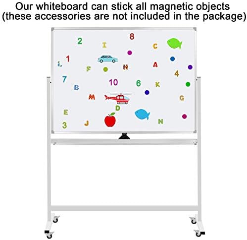 Mobile Whiteboard on Wheels, 48"x36" Double-Sided Magnetic Dry Erase Board - Flipchart Easel for Office, Classroom & Home, Rolling Stand with Easy Flip Feature