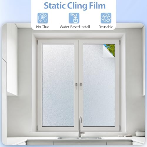 GTJ Frosted Glass Window Film for Privacy, Static Cling, 47.2 x 78.74 in