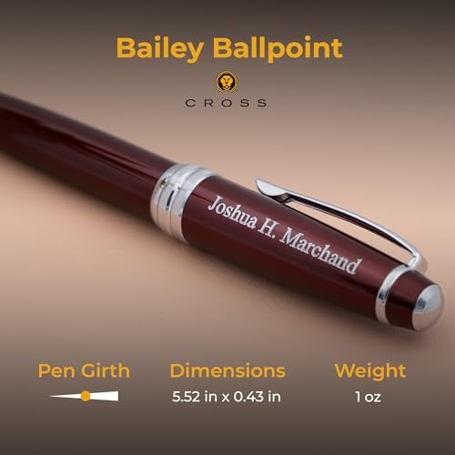 Cross Bailey Personalized Ballpoint Pen in Red Lacquer with Chrome Trim