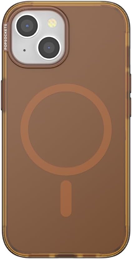 PopSockets iPhone 15 Phone Case with MagSafe, Wireless Charging Compatible, Neutral - Amber