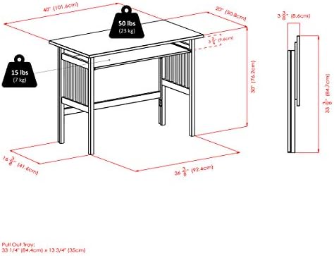 Winsome Mission Folding Computer Desk, Beechwood, 30"