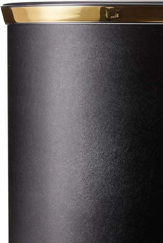 Kraftware Sophisticates Oval Wastebasket with Plastic Liner, Adding Classic Style to The Bathroom and All Other Rooms in The Home or Office, 13 Quart Capacity, Black with Gold Trim