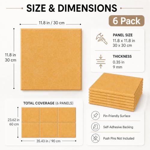 Felt Bulletin Board Tiles, Large Cork Board Alternative,24 x 36 in