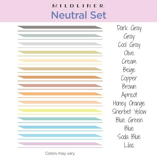 Zebra Pen MILDLINER Highlighter, Neutral Vintage Colors, Dual Tip, 15-Pack