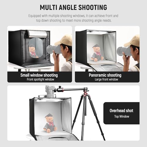 NEEWER Upgraded Photo Studio Light Box, 24"x24" No Glare, 4 Color Backdrops, Cleaning Cloth, 160 LEDs 5600K CRI97+ Folding Mini Desk Photo Booth for Jewelry Electronics Product Photography, LP60