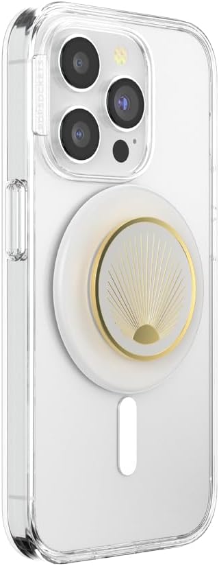 PopSockets Phone Grip for MagSafe, Magnetic Holder- Radiant White | Removable, For Kindle / Android / iPhone, With Magnet, White, Enamel, Designs