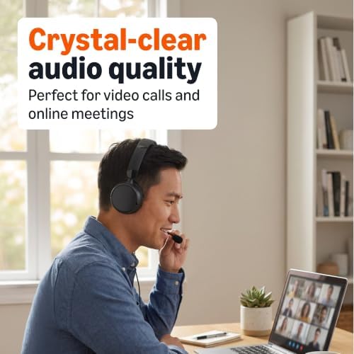 Amazon Basics On Ear Wired Computer Headset with Adjustable Microphone, 3.5mm Port or in-Line Control with USB-A Port, Foldable, Clear Sound, Small/Medium Size, Black