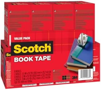Scotch Book Tape Value Pack, Excellent for Repairing, Reinforcing Protecting, and Covering (845-VP) (Pack of 3)