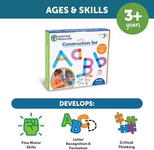 Learning Resources Letter Construction Activity Set - Alphabet Montessori Toys, Toddler Writing , ABC Phonics for Kids, Learn to Readd, Teacher Classroom Must Haves, Birthday Gifts for Students